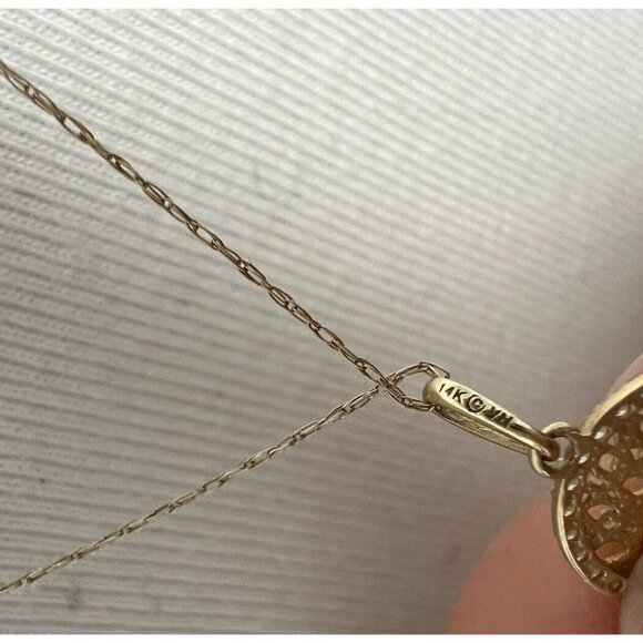 14K YELLOW GOLD TREE OF LIFE PENDANT NECKLACE WITH CUBIC ZIRCONIA - Picture 8 of 14